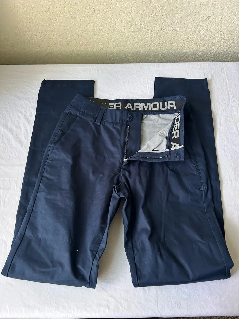 Under Armour Men's Navy Blue Chino Golf Pants Straight 30x36 $85 MSRP